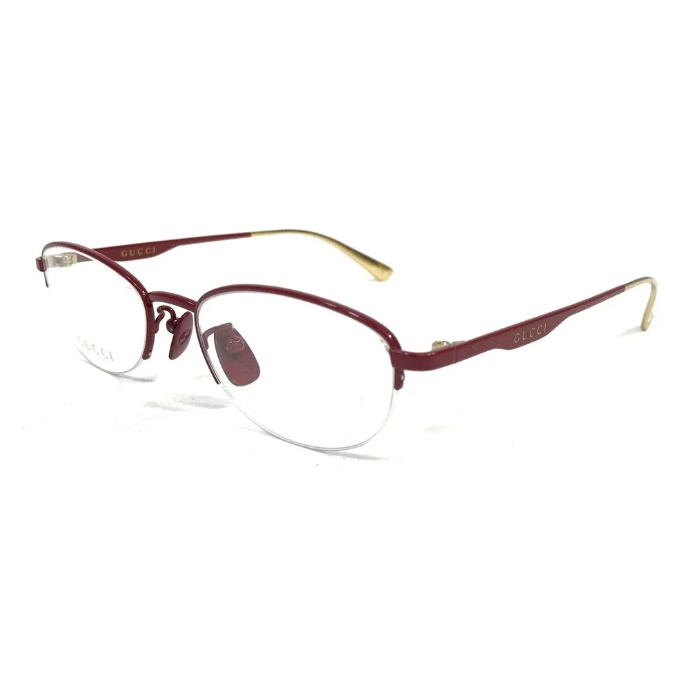 Gucci Eyeglasses Frames GG0339OJ 004 Titanium Red Oval Half Rim 53-19-140